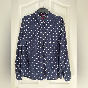 Merona Navy Polka Dot Shirt size M
